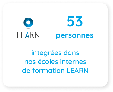 60 personnes intégrées dans nos écoles internes de formation LEARN