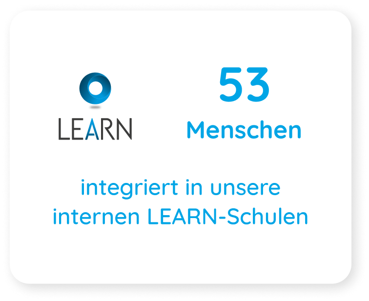 60 personnes intégrées dans nos écoles internes de formation LEARN