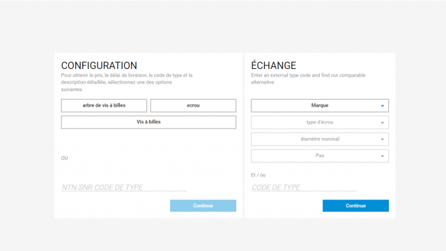 Configurateur de vis à billes